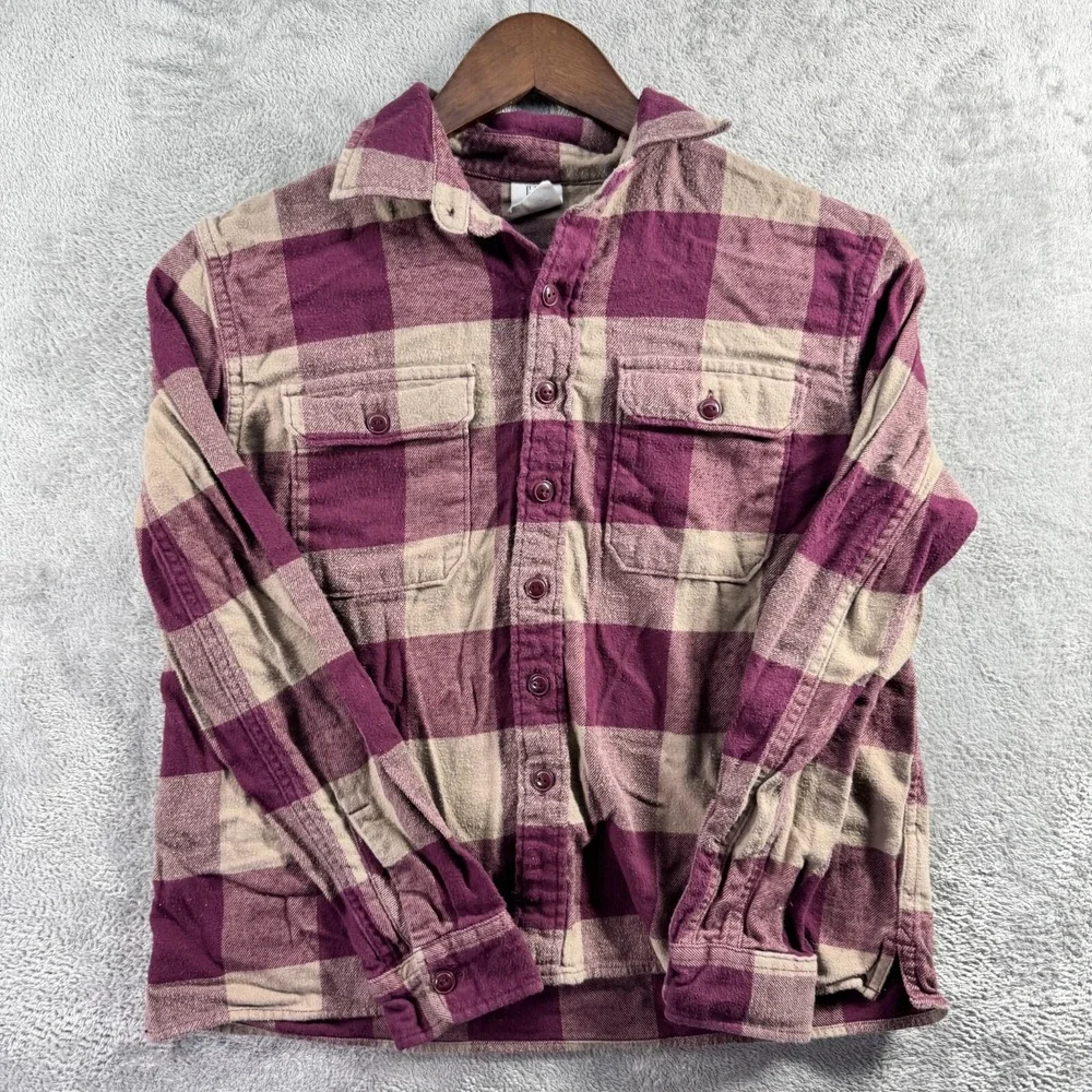 GAP Kids Boys XL 12 Red Plaid Flannel Button Down Long Sleeve Shirt Cotton